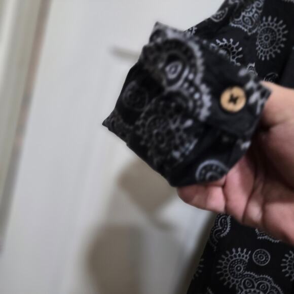 Mata Traders Small Black Block Print Cotton Dress Fair Trade Boho - Picture 4 of 7